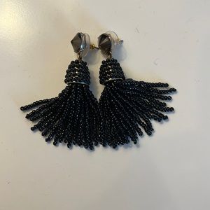 Black beaded tassel earrings